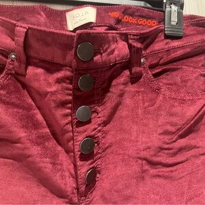 Alice + Olivia Button Down Plum, Velvet-style (cotton & polyester) pants